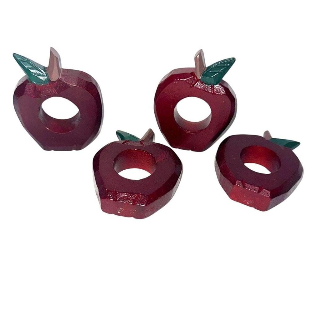 Vintage-Style Wooden Apple Napkin Rings, Farmhouse or Fall Table Decor